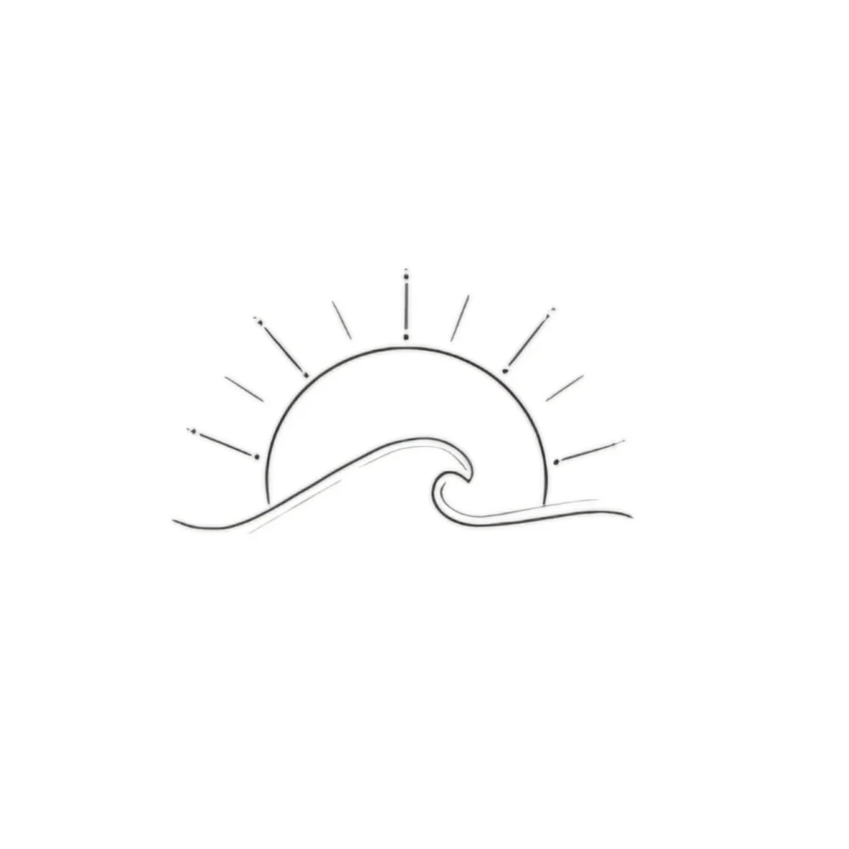 Sol y Ola del Mediterráneo | Tatuaje Fineline Minimalista
