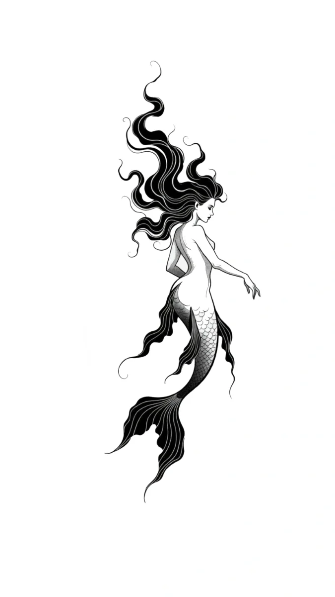 Sirena Mitológica | Tatuaje Neotradicional Blackwork