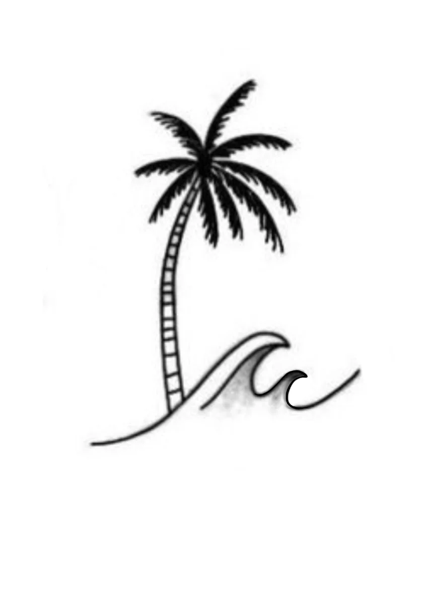Palm tree and wave