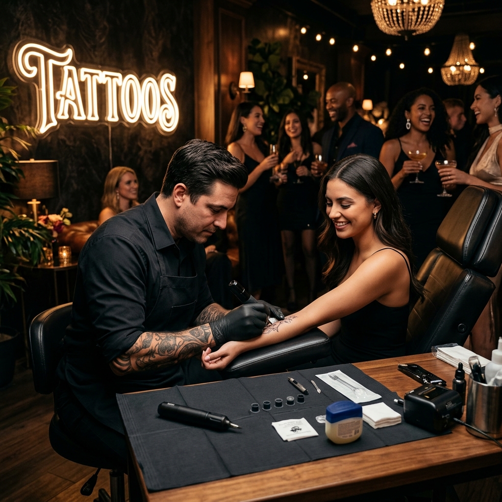 Tatuaje en directo en fiesta privada